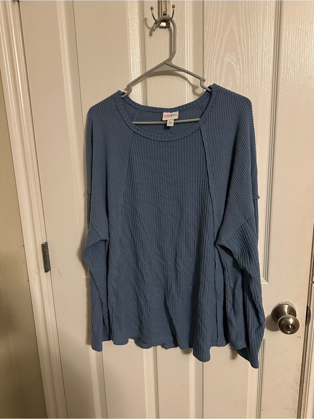 LuLaRoe Slate Blue Waffle-Knit Long Sleeve Top